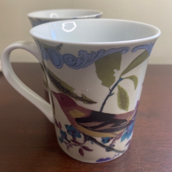 Pair of Mugs Adorned with Original Patina Vie artwork - Birds and Flowers - Picture 2 of 6